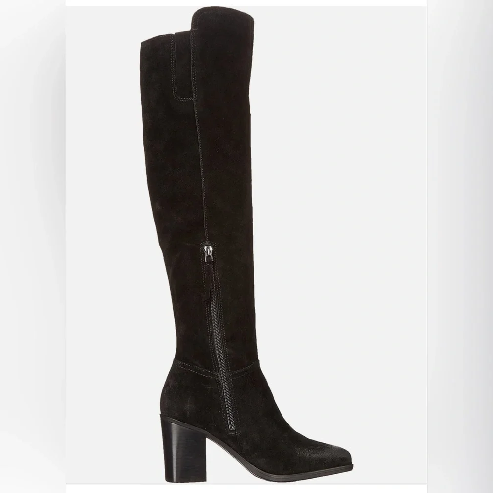 NATURALIZER KYRIE BLACK SUEDE OVER THE KNEE BOOTS SIZE 7 WIDE HEEL 3.75”